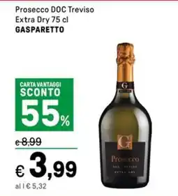 Iper La Grande Prosecco DOC Treviso Extra Dry GASPARETTO offerta
