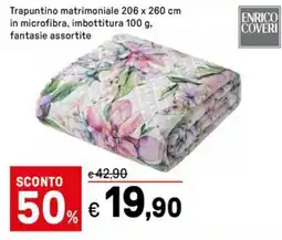 Iper La Grande Enrico coveri trapuntino matrimoniale 206 x 260 cm in microfibra, imbottitura offerta