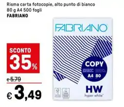 Iper La Grande Risma carta fotocopie, alto punto di bianco A4 500 fogli FABRIANO offerta