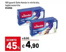 Iper La Grande 100 guanti Safe Hands in nitrile blu, VILEDA offerta