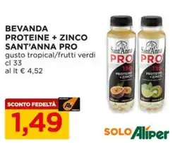 Alì Supermercati Bevanda proteine + zinco SANT'ANNA PRO offerta