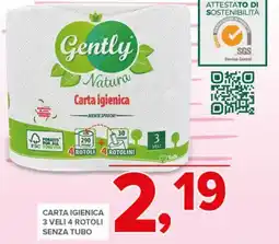 Todis Carta igienica 3 veli 4 rotoli senza tubo offerta