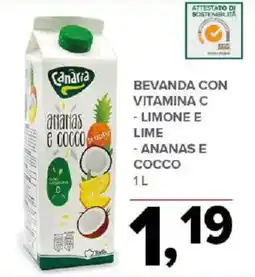 Todis Canaria bevanda con vitamina C - limone e lime - ananas e cocco offerta
