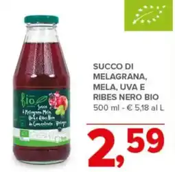 Todis Succo di melagrana, mela, uva e ribes nero BIO offerta