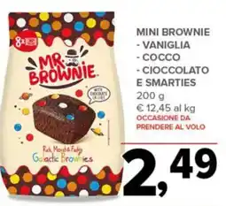 Todis Mini brownie vaniglia -cocco - cioccolato e smarties offerta