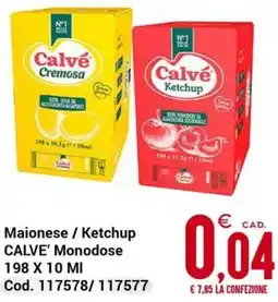 Centro Cash Maionese/ Ketchup CALVE' Monodose offerta
