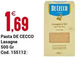 Centro Cash Pasta DE CECCO Lasagne offerta