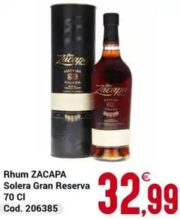Centro Cash Rhum ZACAPA Solera Gran Reserva offerta