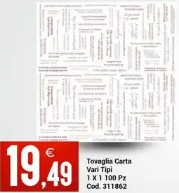 Centro Cash Tovaglia Carta offerta