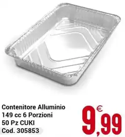 Centro Cash Contenitore Alluminio 149 cc 6 Porzioni offerta