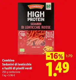 Lidl Combino Sedanini di lenticchie e fusilli di piselli verdi offerta