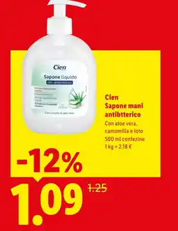 Lidl Cien Sapone mani antibtterico offerta
