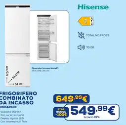 Euronics Hisense FRIGORIFERO COMBINATO DA INCASSO HB154250E offerta