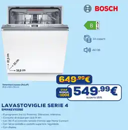 Euronics BOSCH LAVASTOVIGLIE SERIE 4 SMH4EVX09E offerta