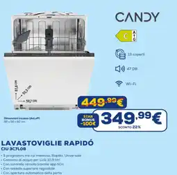 Euronics CANDY LAVASTOVIGLIE RAPIDÓ CIU 3C7LOB offerta