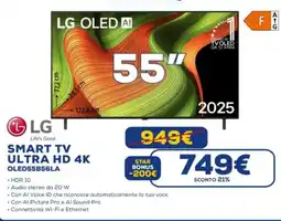Euronics LG SMART TV ULTRA HD 4K OLED55B56LA offerta