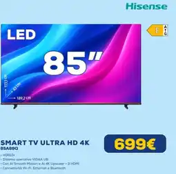 Euronics Hisense SMART TV ULTRA HD 4K 85A69Q offerta