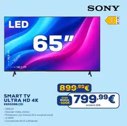 Euronics SONY SMART TV ULTRA HD 4K K65S39B.CEI offerta