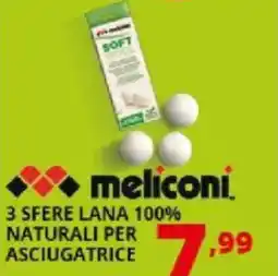 Comet Meliconi 3 sfere lana 100% naturali per asciugatrice offerta