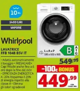 Comet Whirlpool LAVATRICE FFB 1048 BSV IT offerta