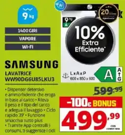 Comet SAMSUNG LAVATRICE WW90DG6U85LKU3 offerta