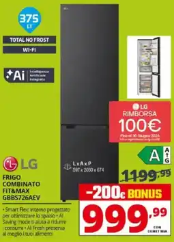 Comet LG FRIGO COMBINATO FIT&MAX GBBS726AEV offerta