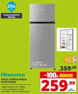 Comet Hisense FRIGO DOPPIA PORTA RT267D4ADE offerta