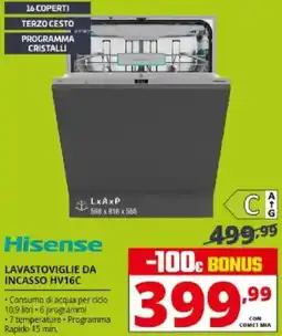 Comet Hisense LAVASTOVIGLIE DA INCASSO HV16C offerta