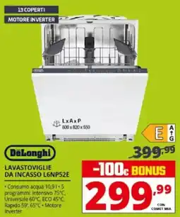 Comet DeLonghi LAVASTOVIGLIE DA INCASSO L6NP52E offerta