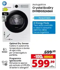 Comet SAMSUNG Asciugatrice Crystal EcoDry DV90DG52A0AH offerta