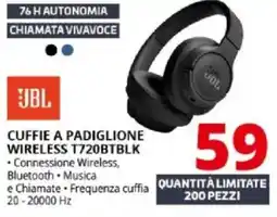 Comet JBL CUFFIE A PADIGLIONE WIRELESS T720BTBLK offerta