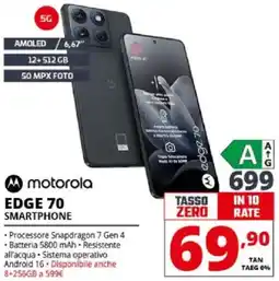 Comet Motorola edge 70 smartphone offerta