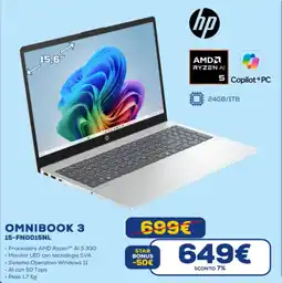 Euronics hp OMNIBOOK 3 15-FN0015NL offerta