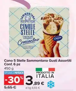 Carrefour Cono 5 Stelle Sammontana Gusti Assortiti Conf. 6 pz offerta