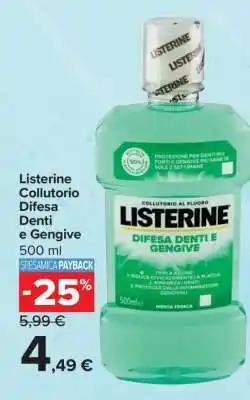 Carrefour Listerine Collutorio Difesa Denti e Gengive 500 ml offerta