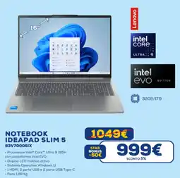 Euronics Lenovo NOTEBOOK IDEAPAD SLIM 5 83V70005IX offerta