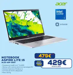 Euronics acer NOTEBOOK ASPIRE LITE 15 AL15-33P-305T offerta