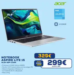 Euronics acer NOTEBOOK ASPIRE LITE 15 AL15-32P-C3AH offerta