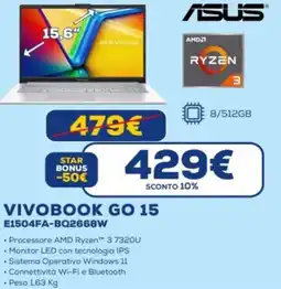 Euronics ASUS VIVOBOOK GO 15 E1504FA-BQ2668W offerta