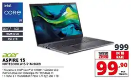 Comet acer ASPIRE 15 NOTEBOOK A15-51M-96K9 offerta