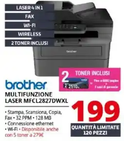 Comet brother MULTIFUNZIONE LASER MFCL2827DWXL offerta