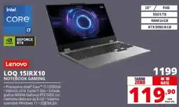 Comet Lenovo LOQ 15IRX10 NOTEBOOK GAMING offerta