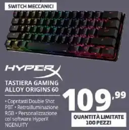 Comet Hyperx tastiera gaming alloy origins 60 offerta