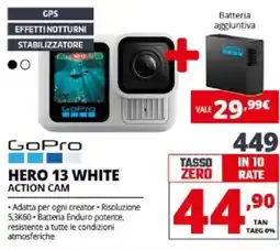 Comet Gopro hero 13 white action cam offerta