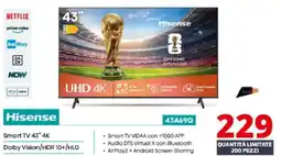 Comet Hisense 43A69Q Smart TV 43" 4K offerta