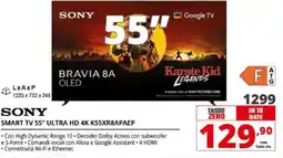 Comet SONY SMART TV 55" ULTRA HD 4K K55XR8APAEP offerta