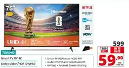 Comet Hisense 75A69Q Smart TV 75" 4K offerta