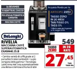 Comet DeLonghi RIVELIA MACCHINA CAFFÈ SUPERAUTOMATICA EXAM440.35.B offerta
