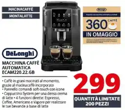 Comet DeLonghi MACCHINA CAFFÈ AUTOMATICA ECAM220.22.GB offerta