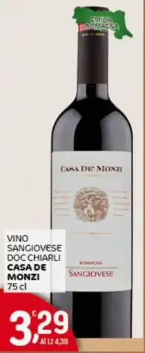 Crai Vino sangiovese doc chiarli CASA DE MONZI offerta